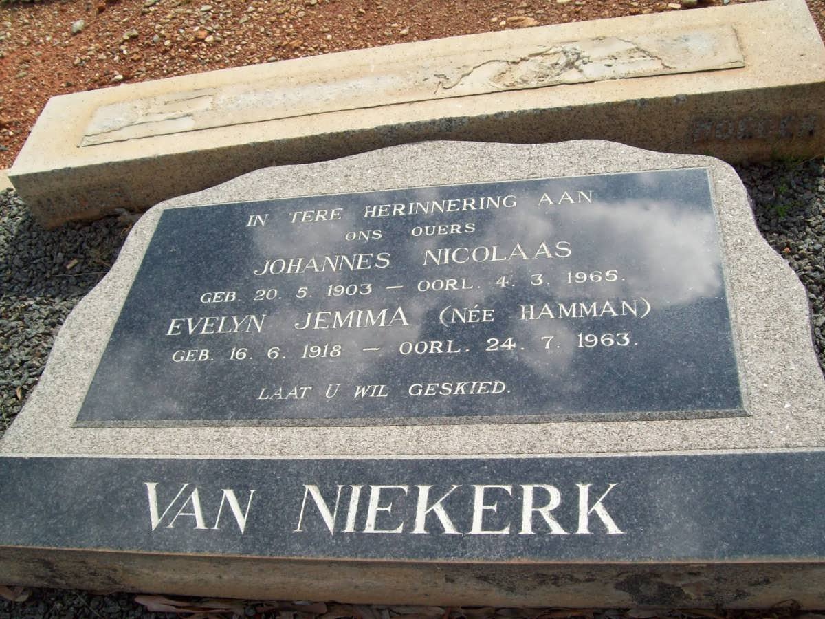 NIEKERK Johannes Nicolaas, van 1903-1965 &amp; Evelyn Jemima HAMMAN 1918-1963