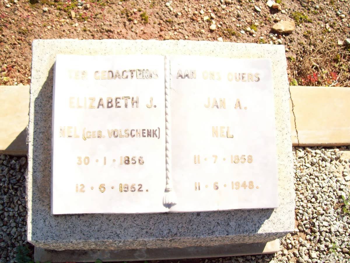 NEL Jan A., 1858-1948 &amp; Elizabeth J. VOLSCHENK 1856-1952