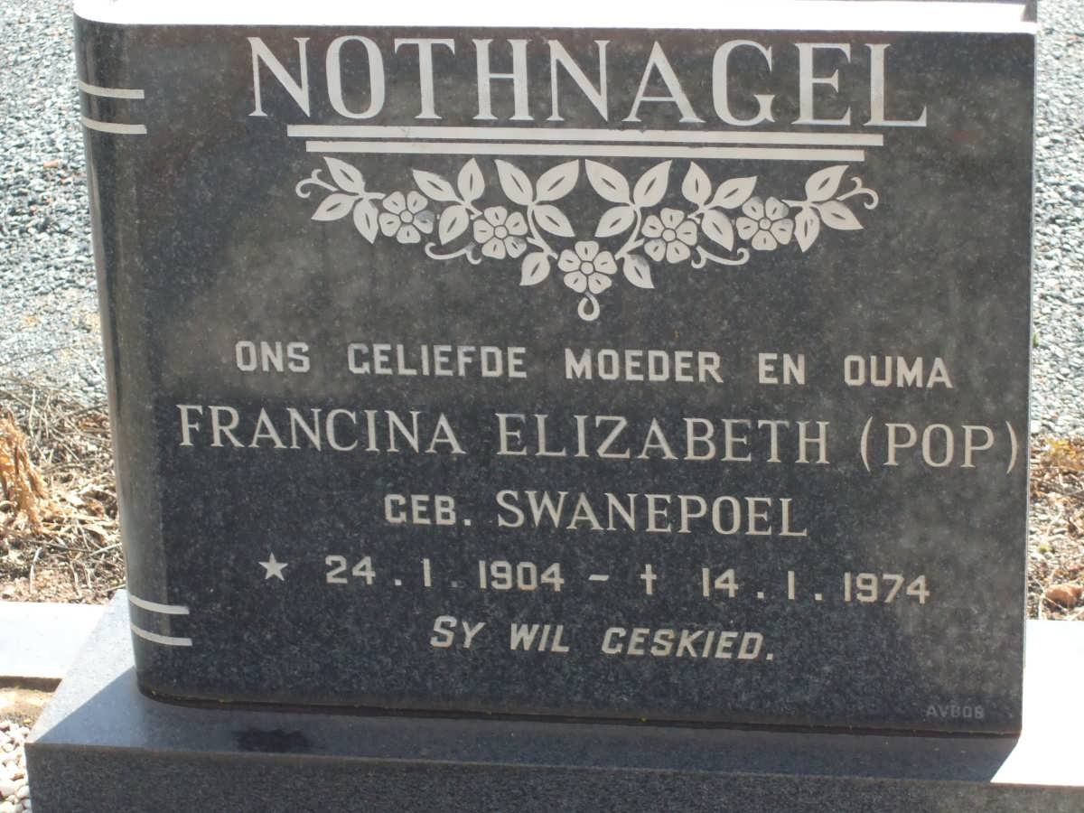 NOTHNAGEL Francina Elizabeth nee SWANEPOEL 1904-1974