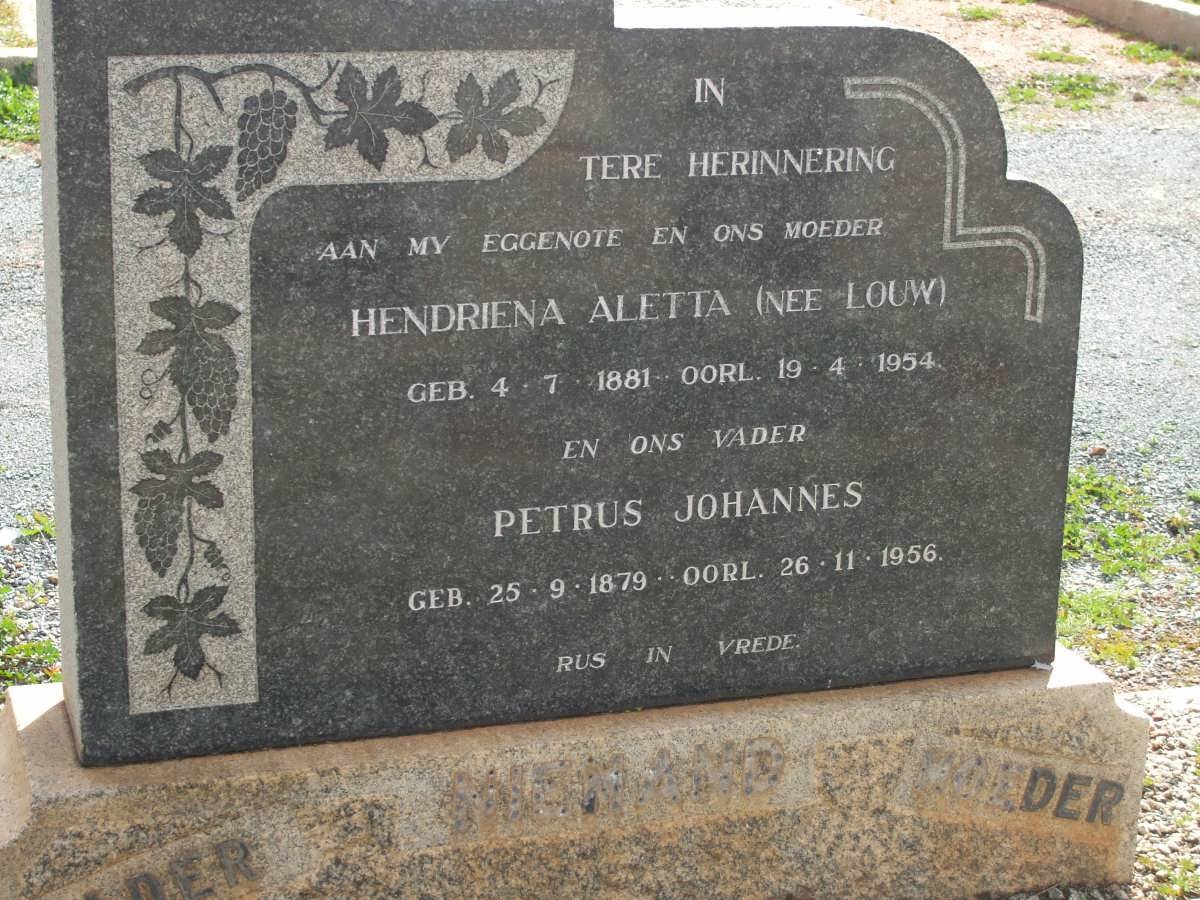 NIEMAND Petrus Johannes 1879-1956 &amp; Hendriena Aletta LOUW 1881-1954