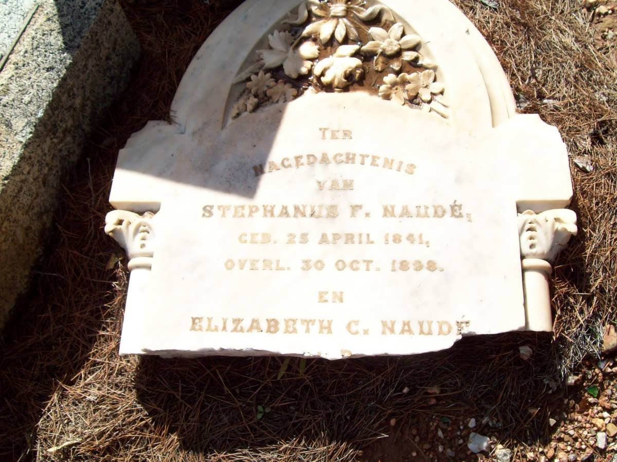 NAUDE Stephanus F. 1841-1898 &amp; Elizabeth C. 1841-1894
