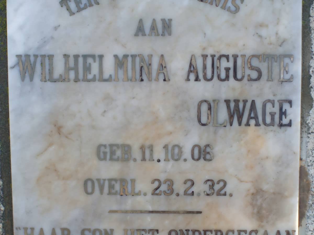 OLWAGE Wilhelmina Auguste 1906-1932