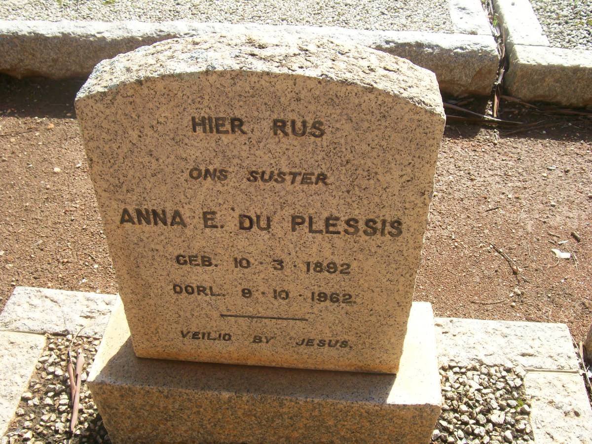 PLESSIS Anna E., du 1892-1962