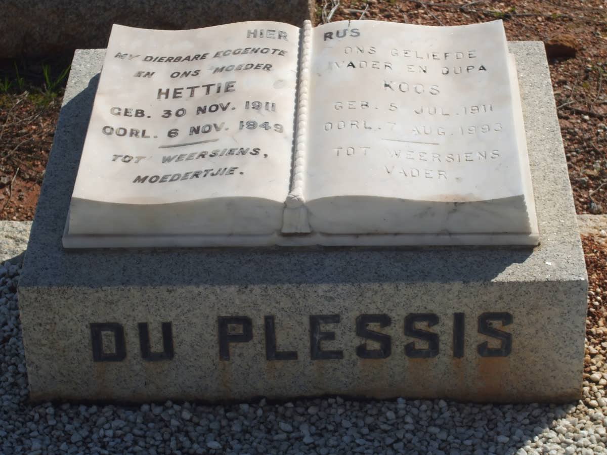 PLESSIS Koos, du 1911-1993 &amp; Hettie 1911-1949