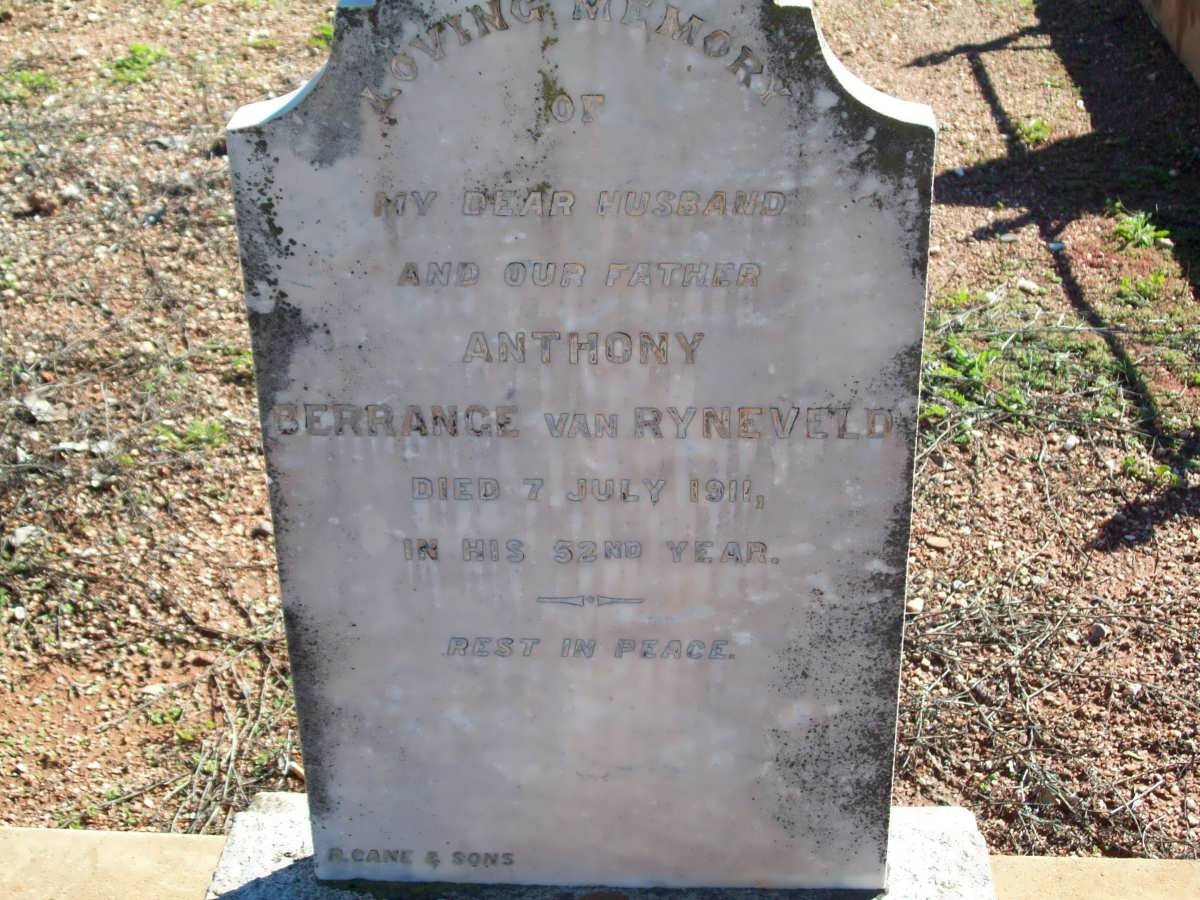 RYNEVELD Anthony Berrange, van -1911