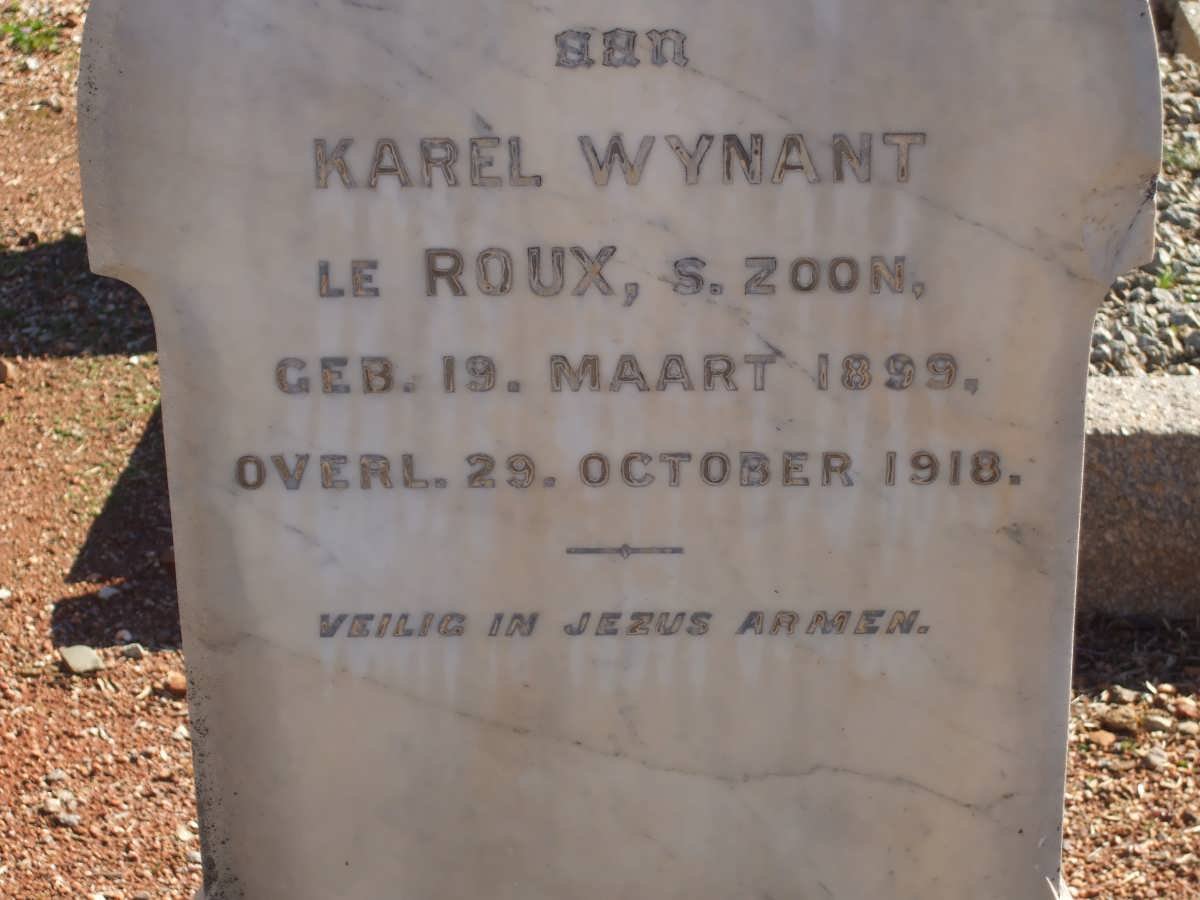 ROUX Karel Wynant, le 1899-1918