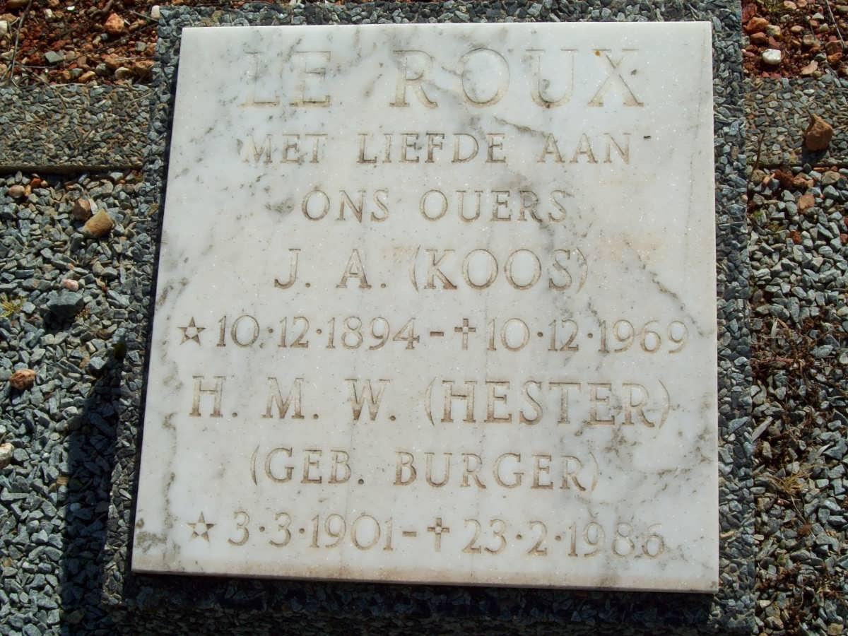 ROUX J.A., le 1894-1969 &amp; H.M.W. BURGER 1901-1986