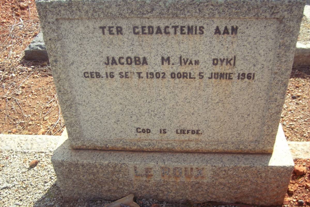 ROUX Jacoba M. nee VAN DYK 1902-1961