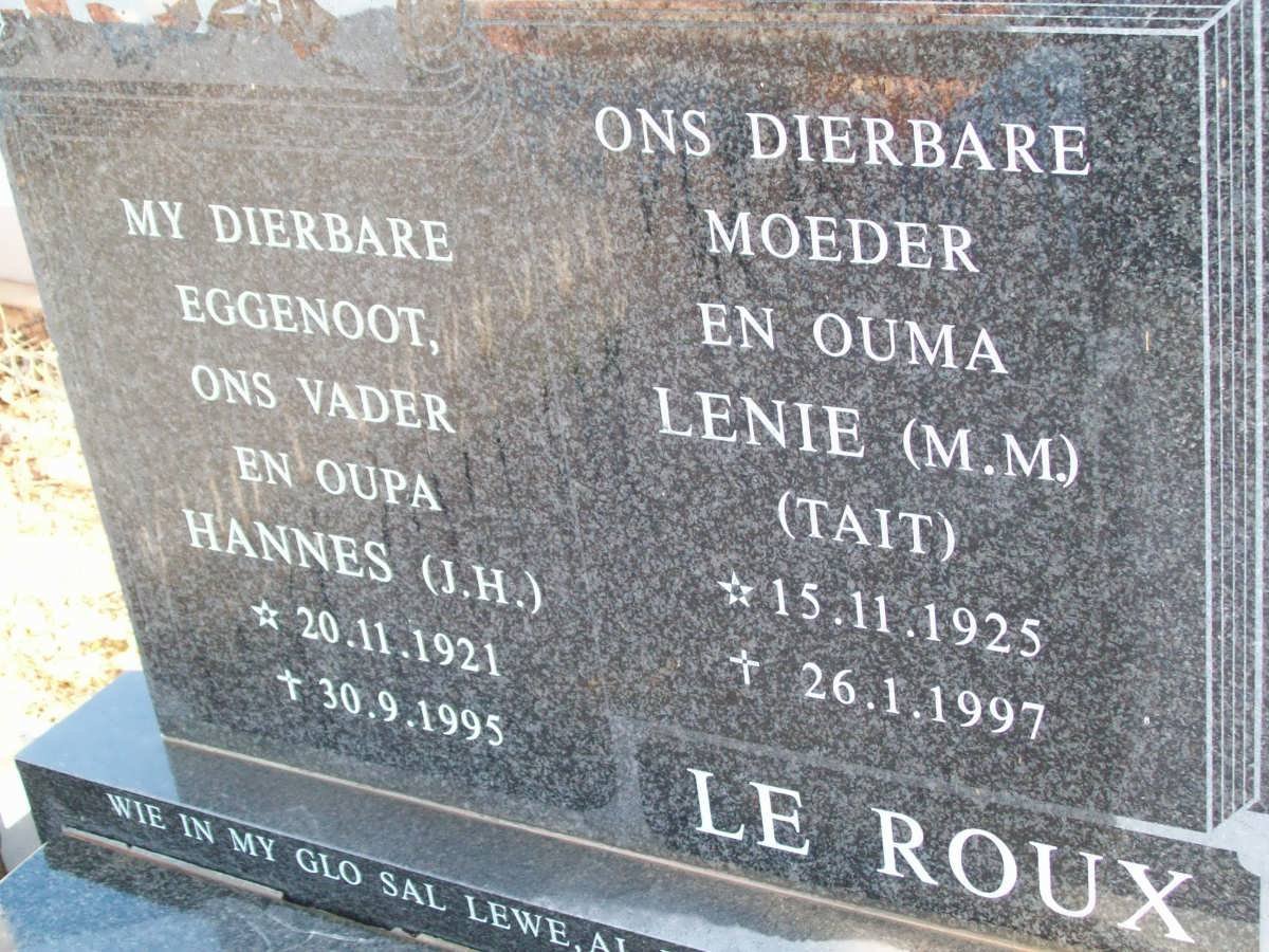 ROUX J.H.. le 1921-1995 &amp; M.M. TAIT 1925-1997