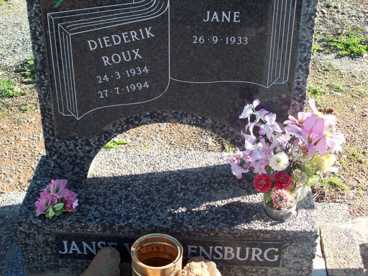 RENSBURG Diederik Roux, Janse van 1934-1994 &amp; Jane 1933-