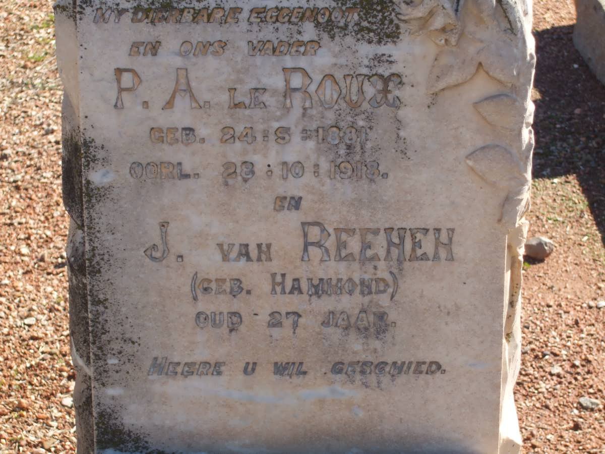 ROUX P.A., le 1881-1918 :: VAN REENEN J. nee HAMMOND