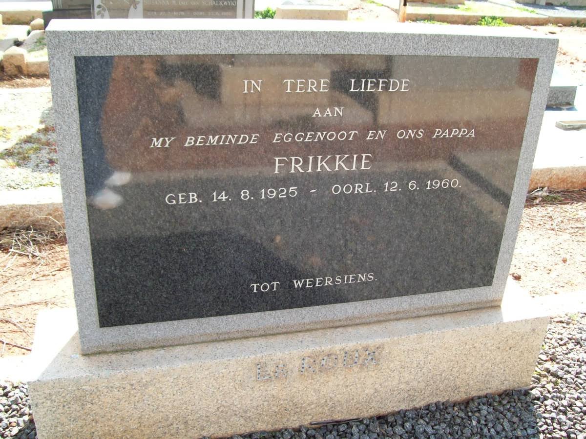 ROUX Frikkie, le 1925-1960