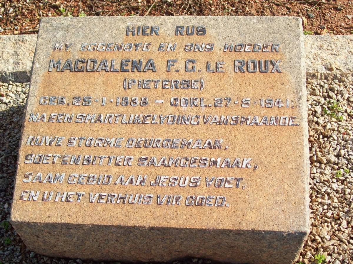 ROUX Magdalena F.G., le nee PIETERSE 1888-1941