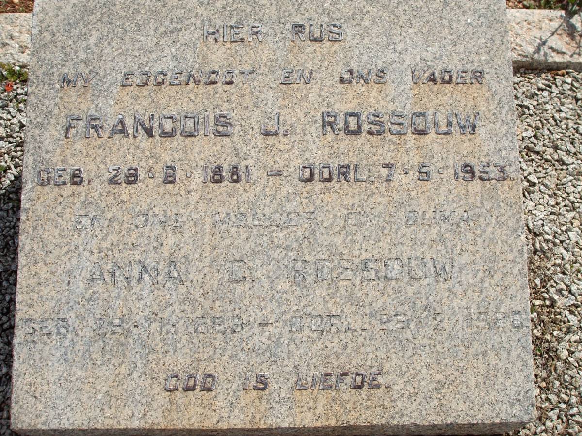 ROSSOUW Francois J. 1881-1953 &amp; Anna C. 188?-??
