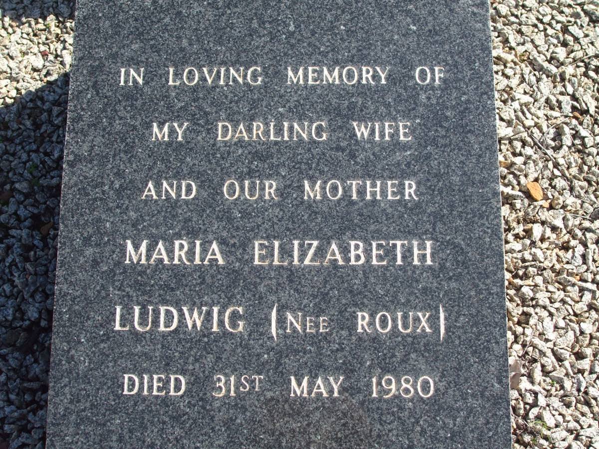 LUDWIG Maria Elizabeth nee ROUX -1980