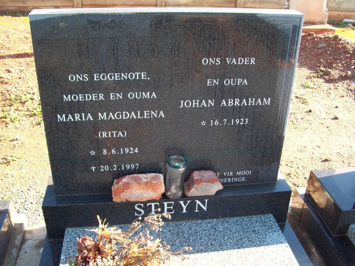 STEYN Johan Abraham 1923- &amp; Maria Magdalena 1924-1997