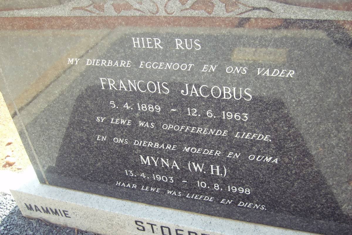 STOFBERG Francois Jacobus 1889-1963 &amp; W.H. 1903-1998