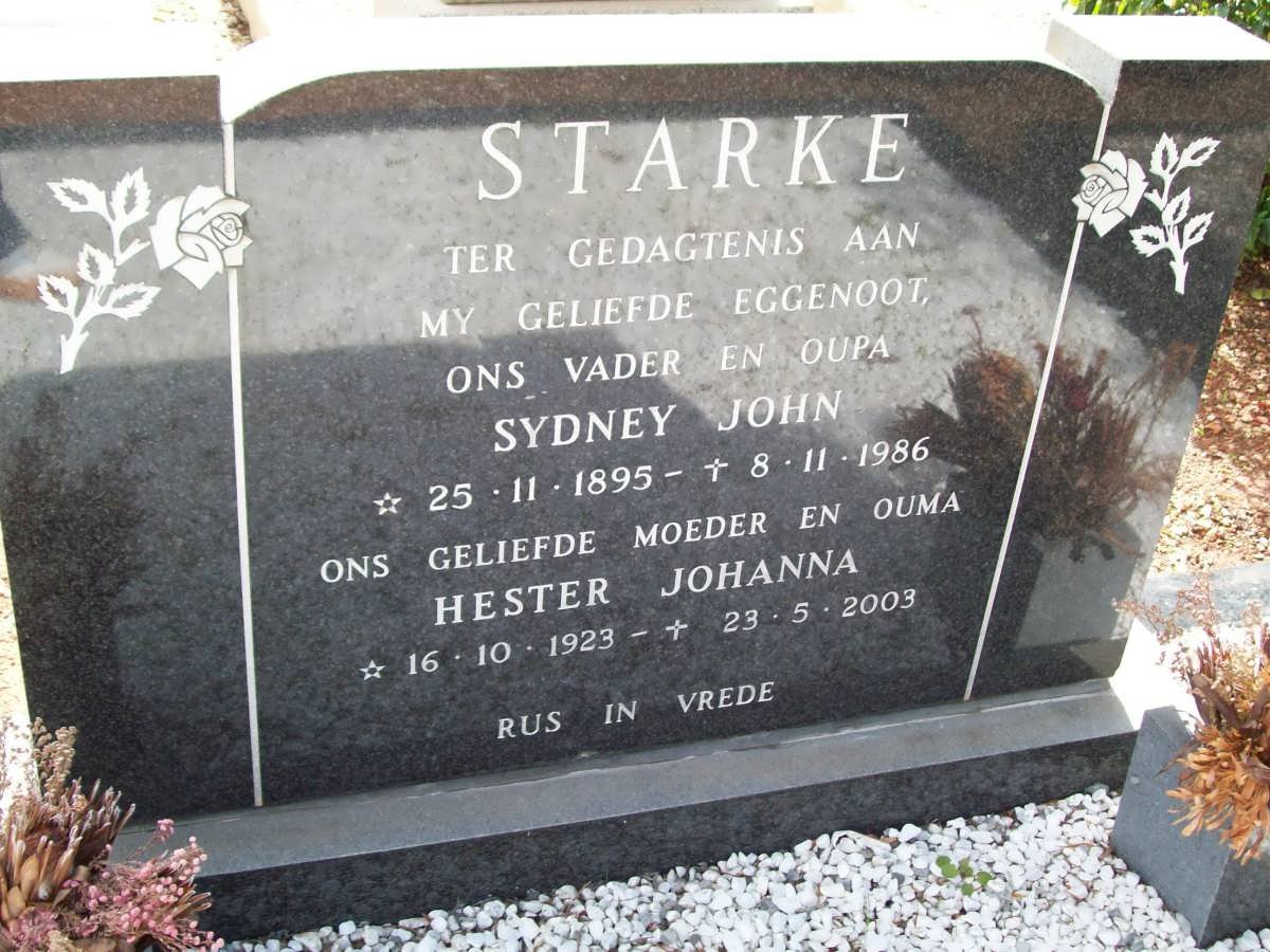 STARKE Sydney John 1895-1986 &amp; Hester Johanna 1923-2003