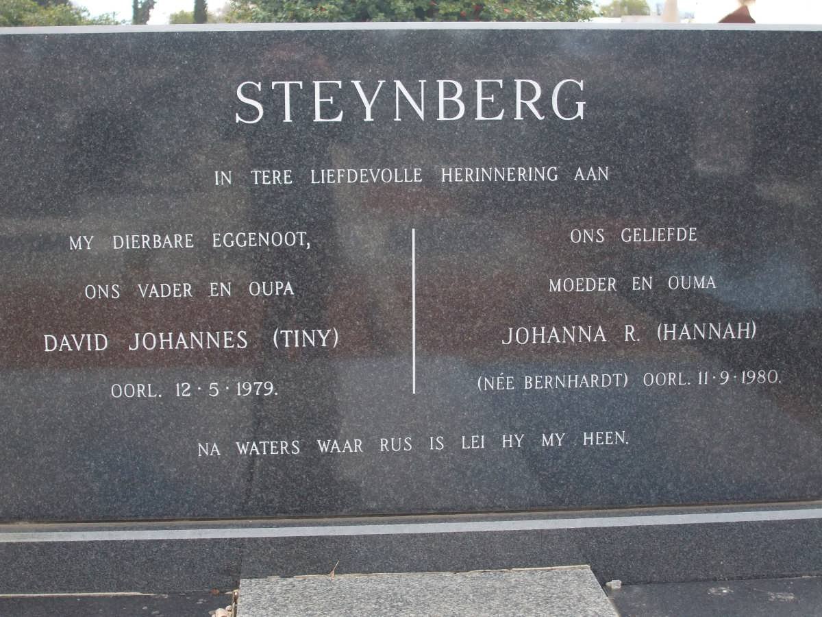 STEYNBERG David Johannes -1979 &amp; Johanna R. BERNHARDT -1980