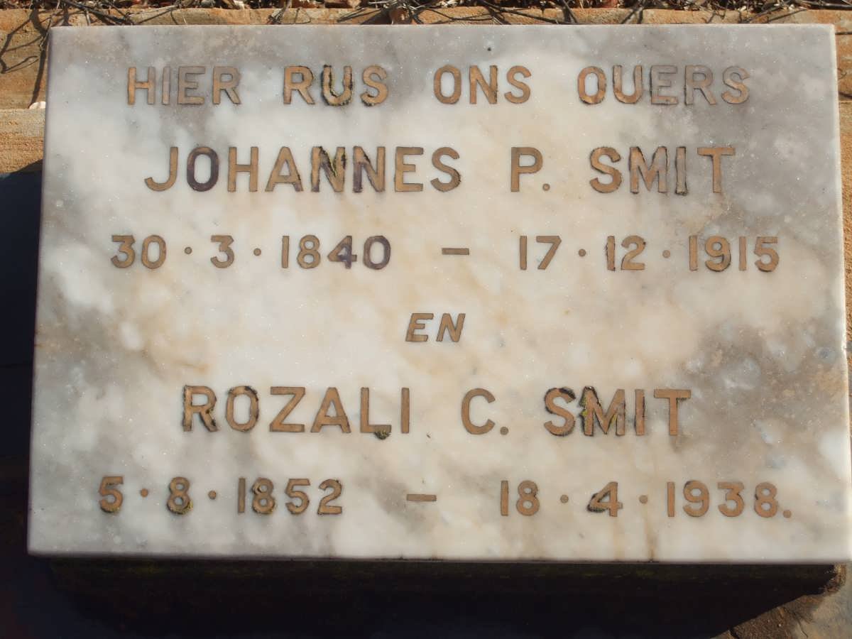 SMIT Johannes P. 1840-1915 &amp; Rozali C. 1852-1938