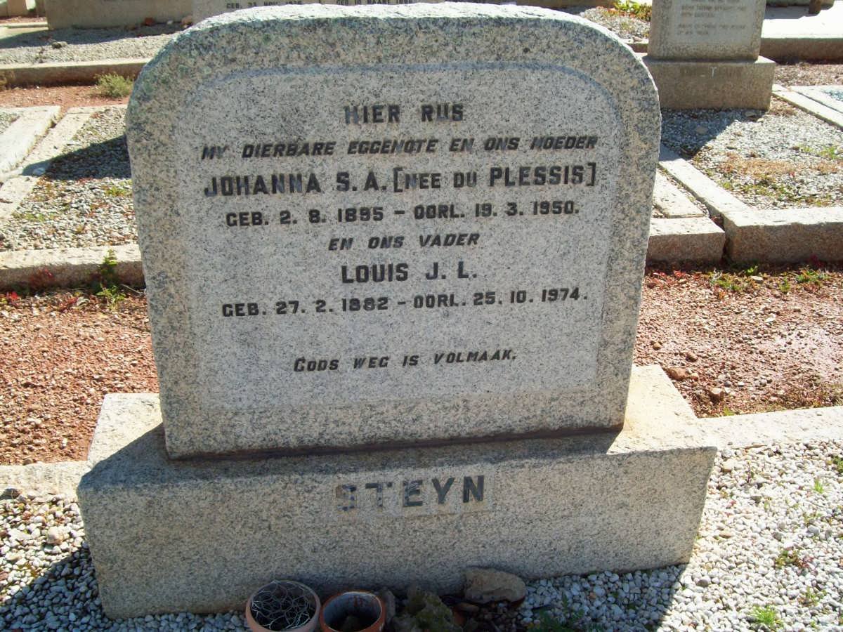 STEYN Louis J.L. 1882-1974 &amp; Johanna S.A. DU PLESSIS 1895-1950