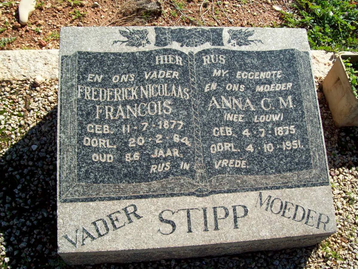 STIPP Frederick Nicolaas 1877-1964 &amp; Anna C.M. LOUW 1875-1951
