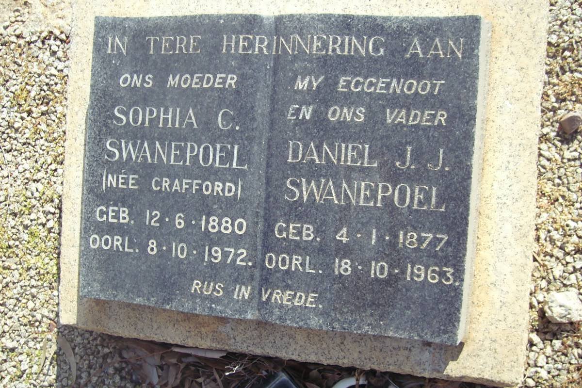 SWANEPOEL Daniel J.Jl 1877-1963 &amp; Sophia C. CRAFFORD 1880-1972