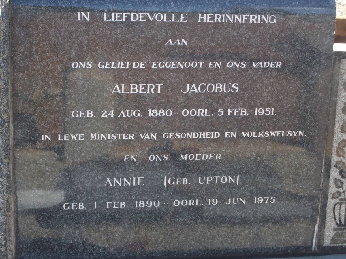STALS Albert Jacobus 1880-1951 &amp; Annie UPTON 1890-1975