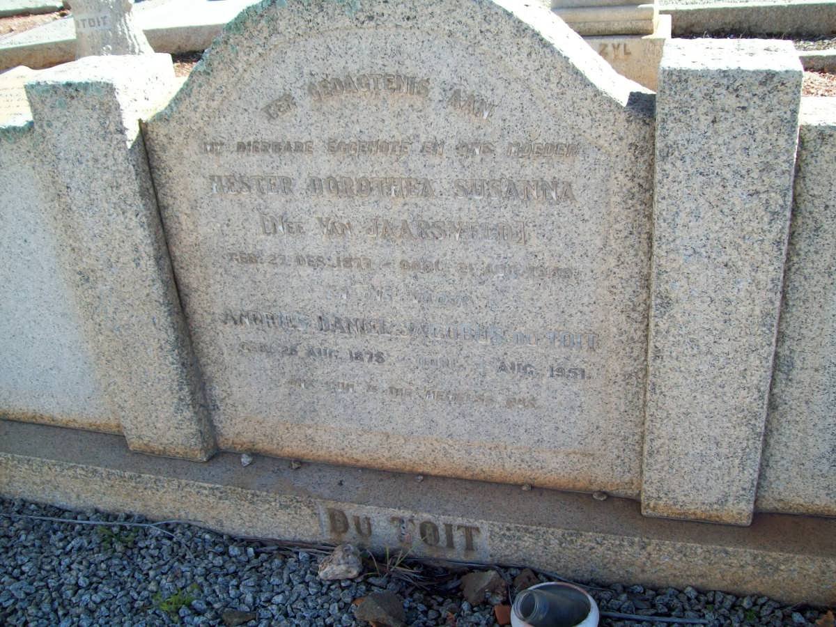 TOIT Andries Daniel Jacobus 1875-1951 &amp; Hester Dorothea Susanna VAN JAARSVELD 1877-1949