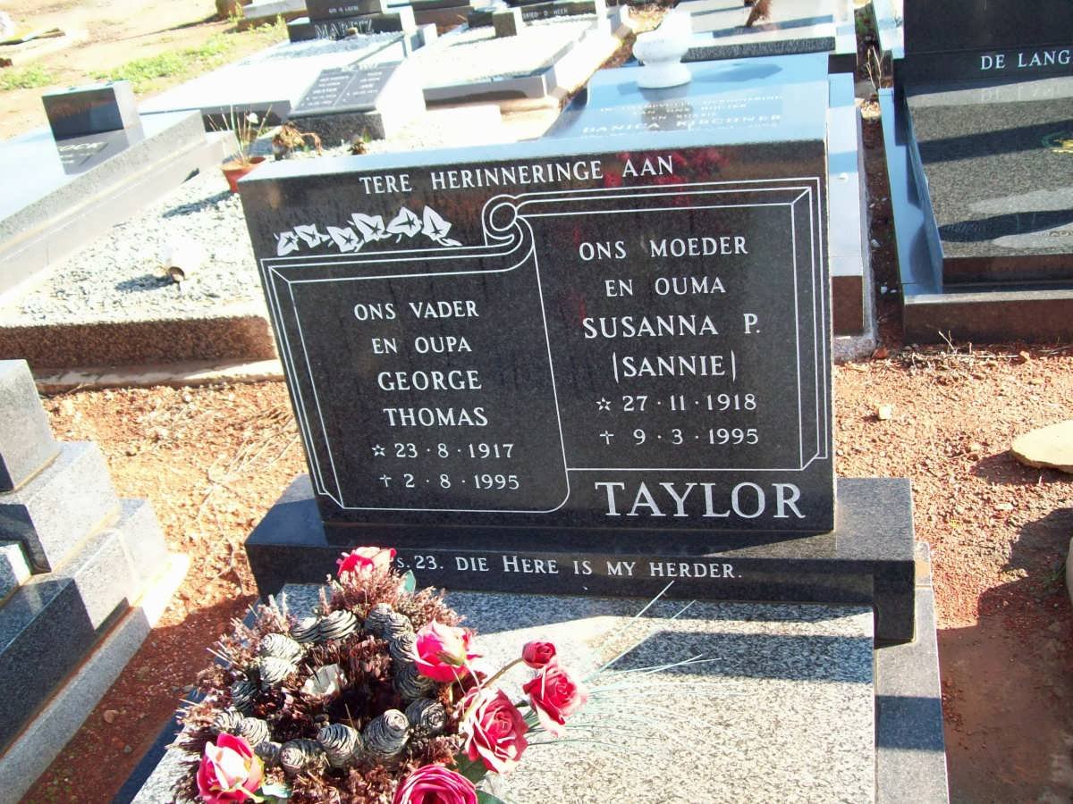 TAYLOR George Thomas 1917-1995 &amp; Susanna P. 1918-1995