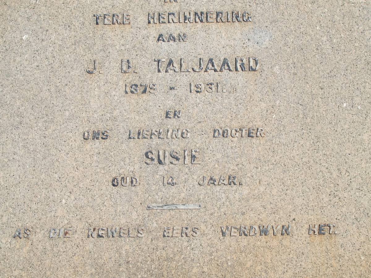 TALJAARD J.D. 1879-1937 :: TALJAARD Susie
