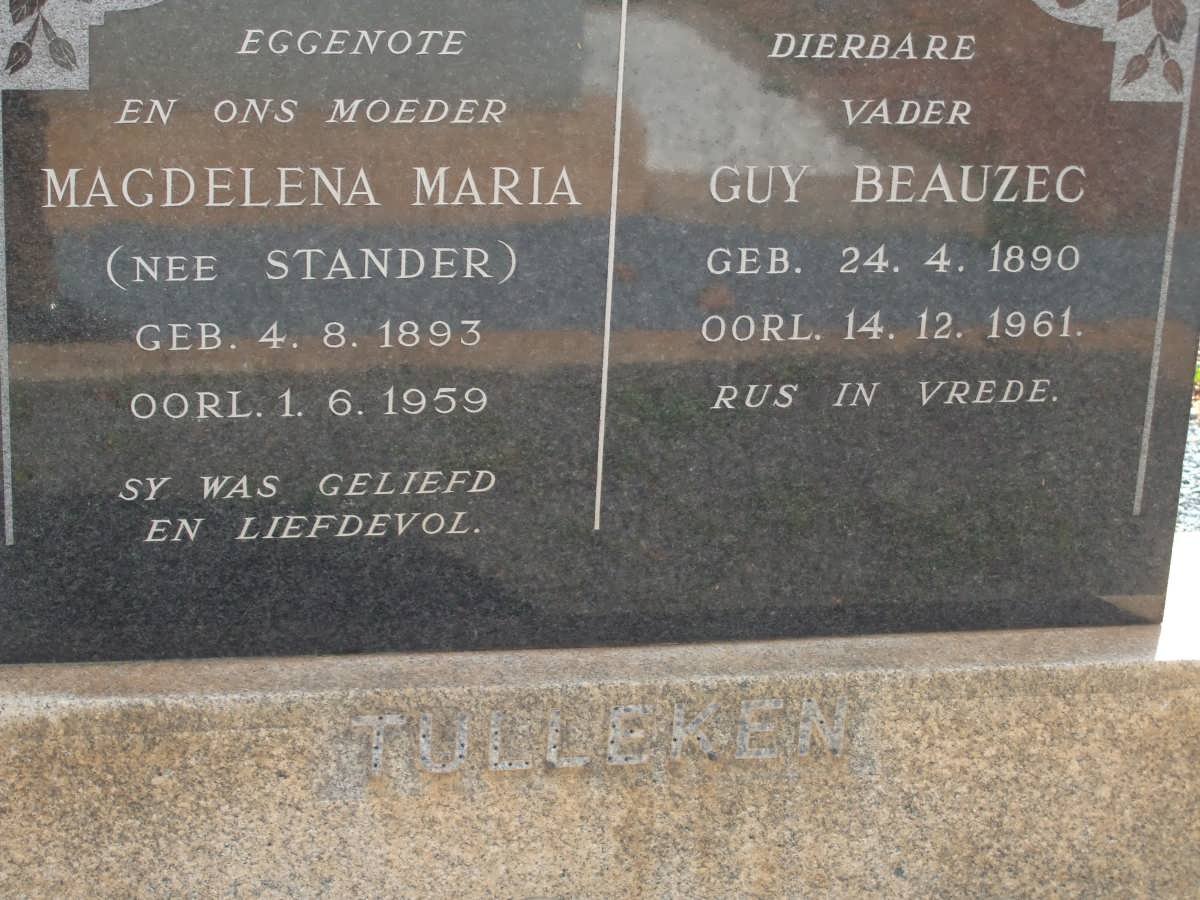 TULLEKEN Guy Beauzec 1890-1961 &amp; Magdalena Maria STANDER 1893-1959