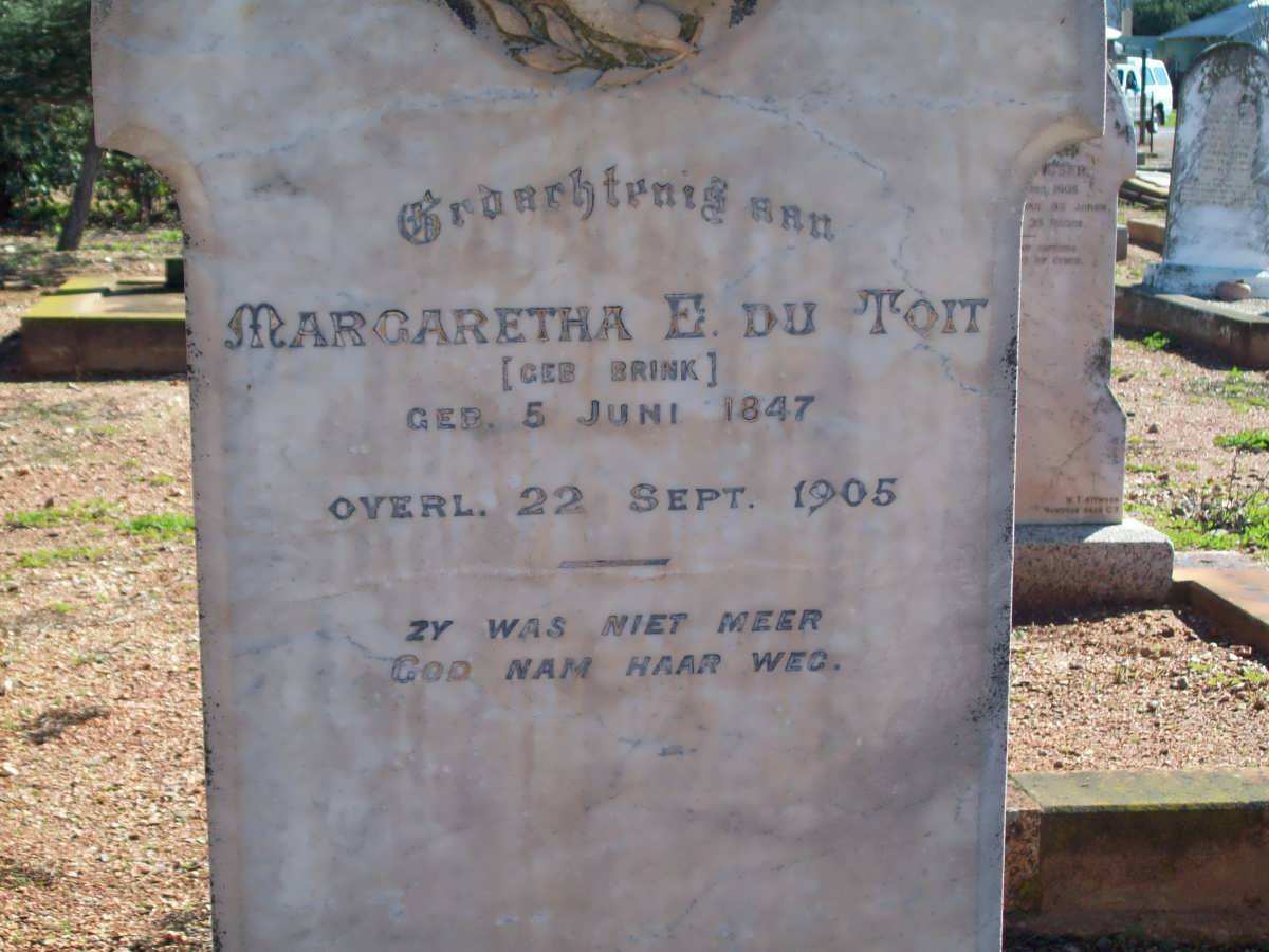 TOIT Margaretha E., du nee BRINK 1847-1905