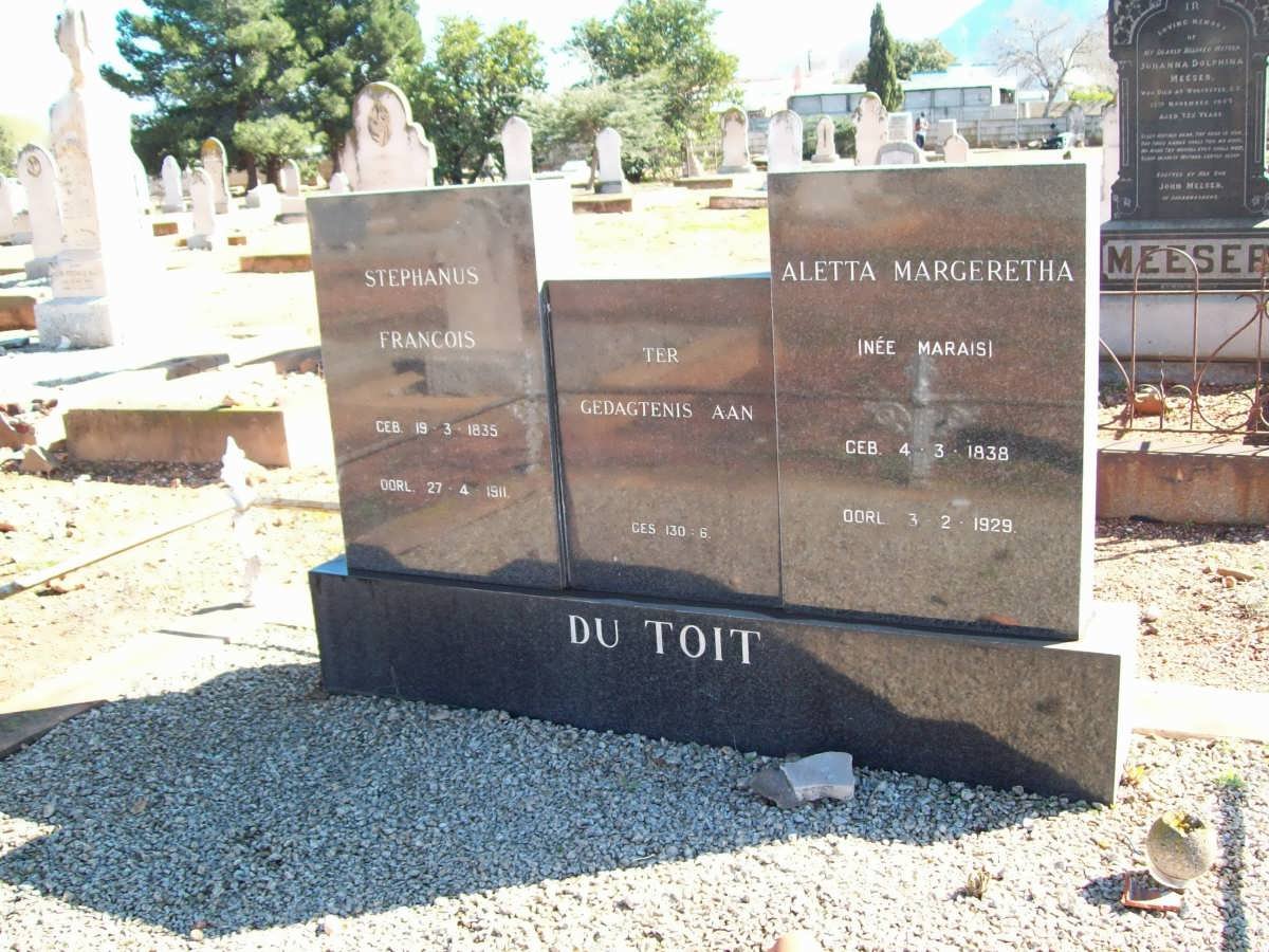 TOIT Stephanus Francois, du 1835-1911 &amp; Aletta Margeretha MARAIS 1838-1929