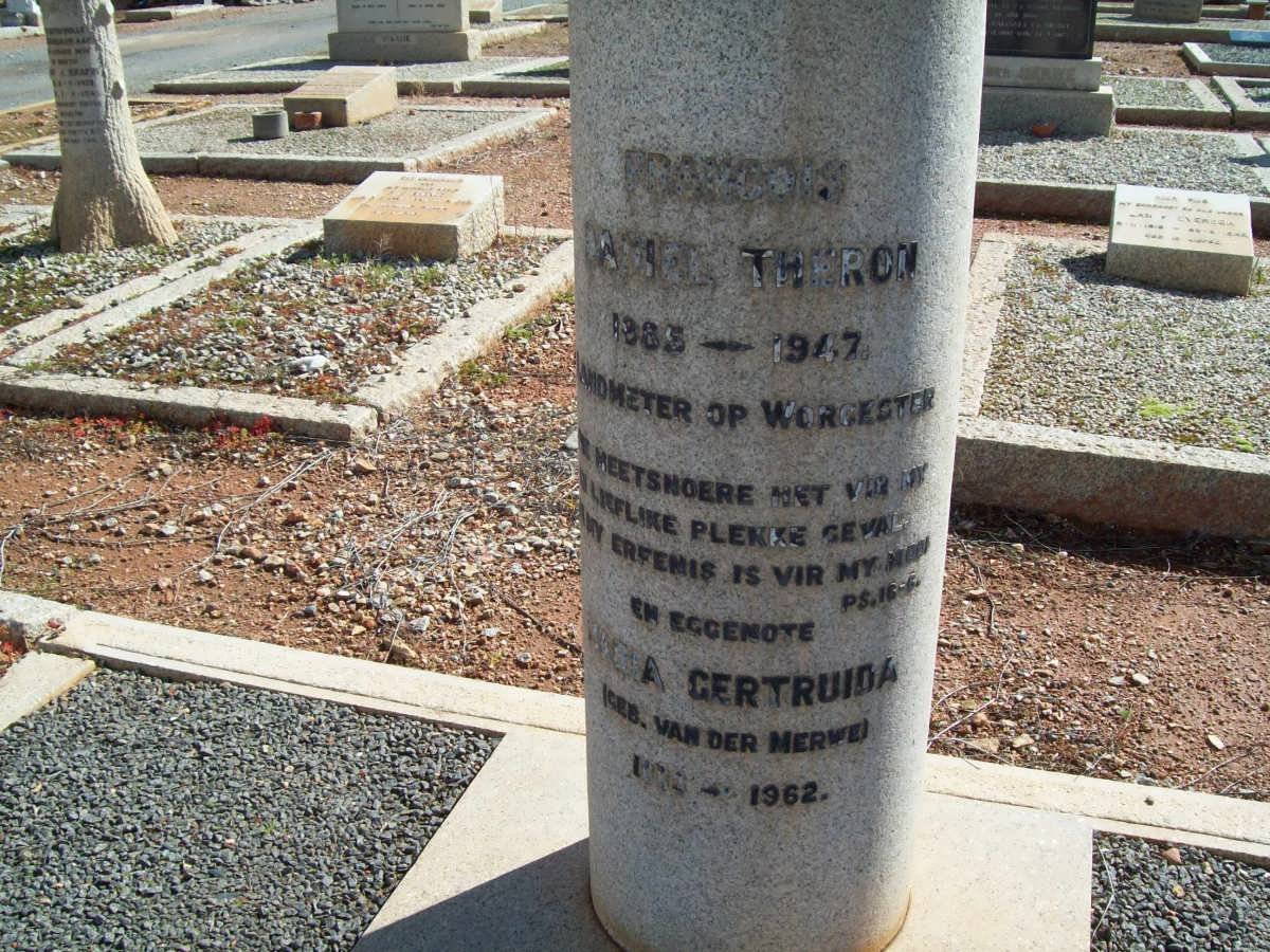 THERON Francois Daniel 1885-1947 &amp; Maria Gertruida VAN DER MERWE ?-1962