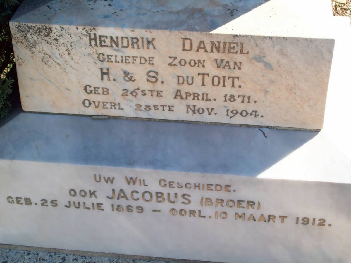 TOIT Hendrik Daniel, du 1871-1904 :: DU TOIT Jacobus 1869-1912