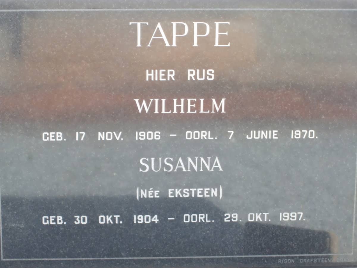 TAPPE Wilhelm 1906-1970 &amp; Susanna EKSTEEN 1904-1997