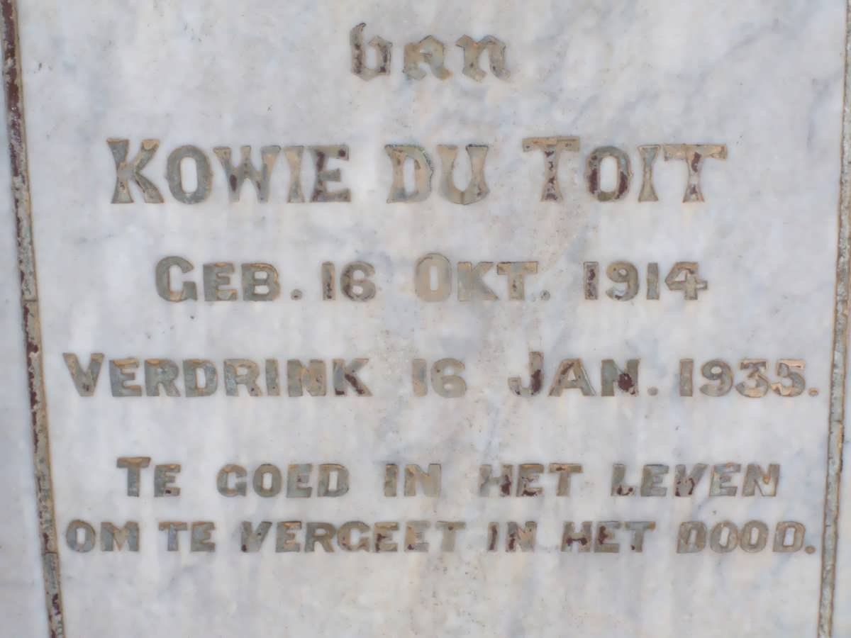 TOIT Kowie, du 1914-1935