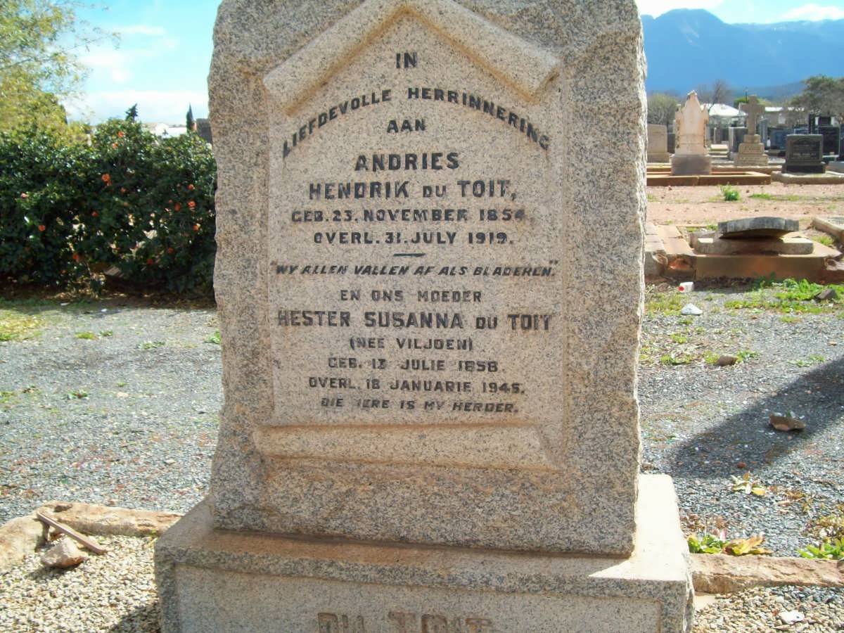 TOIT Andries Hendrik, du 1854-1919 &amp; Hester Susanna VILJOEN 185?-1945