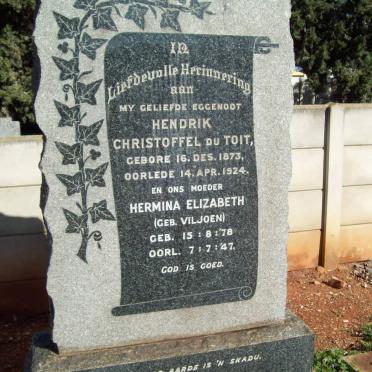 TOIT Hendrik Christoffel, de 1873-1924 &amp; Hermina Elizabeth VILJOEN 1878-1947