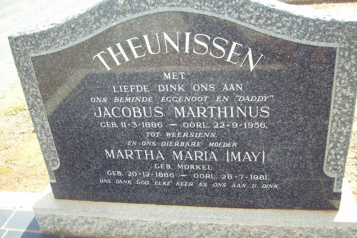 THEUNISSEN Jacobus Marthinus 1886-1956 &amp; Martha Maria MORKEL 1886-1981