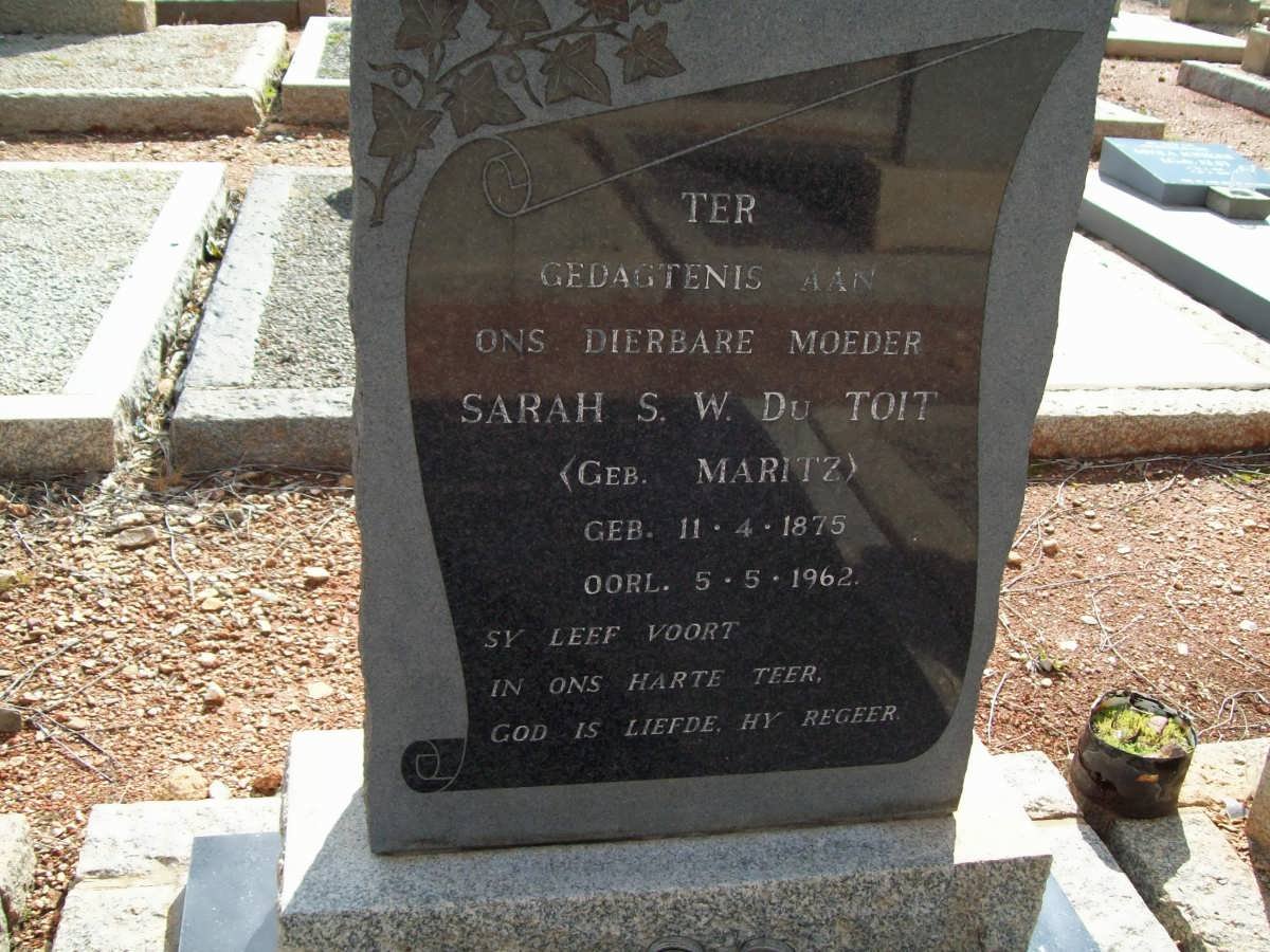 TOIT Sarah S.W., du nee MARITZ 1875-1962