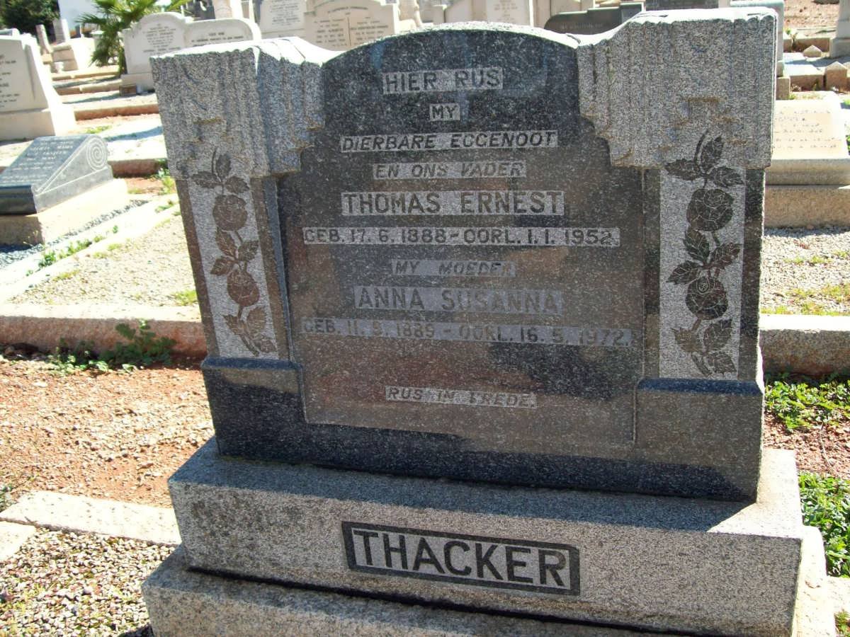 THACKER Thomas Ernest 1888-1952 &amp; Anna Susanna 1885-1972