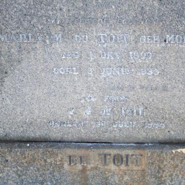 TOIT J.G., du -1944 &amp; Maria M. MOLLER 899-1933