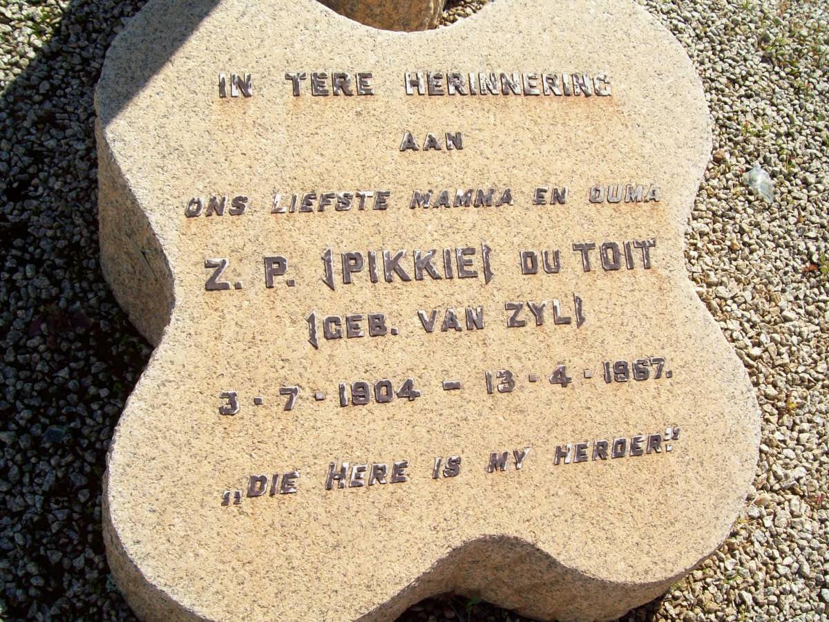 TOIT Z.P., du nee VAN ZYL 1904-1967
