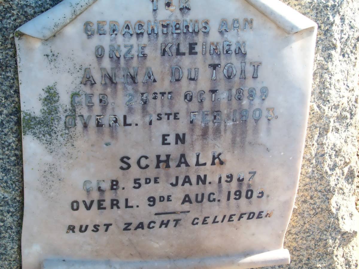 TOIT Anna, du 1899-1903 :: DU TOIT Schalk 1907-1909