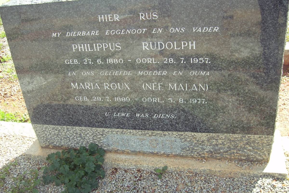 TOIT Philippus Rudolph, du 1880-1857 &amp; Maria MALAN 1889-1977