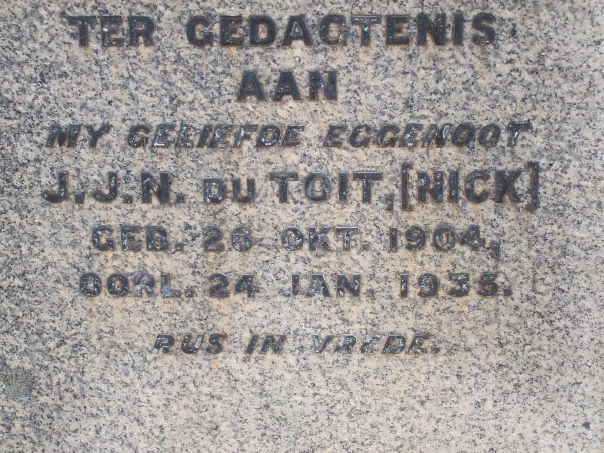 TOIT J.J.N., du 1904-1935