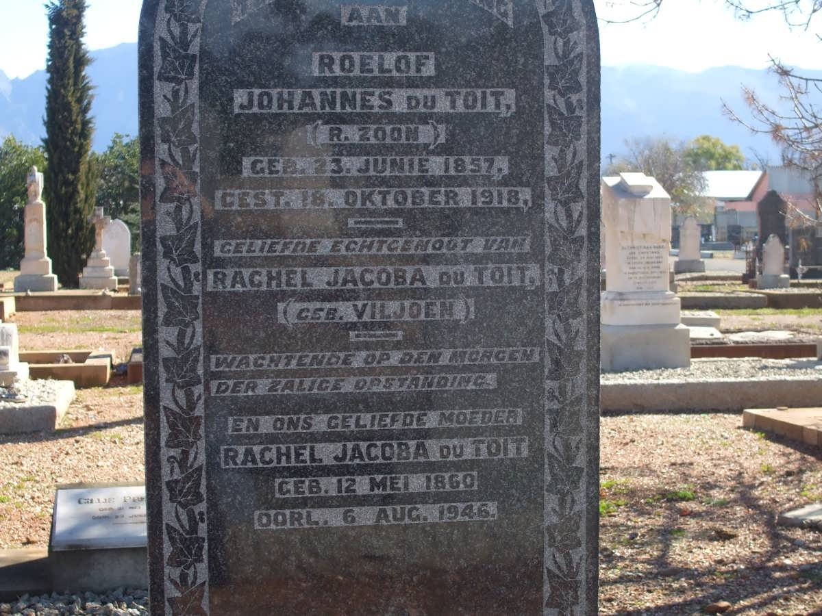 TOIT Roelof Johannes, du 1857-1918 &amp; Rachel Jacoba VILJOEN 1860-1946