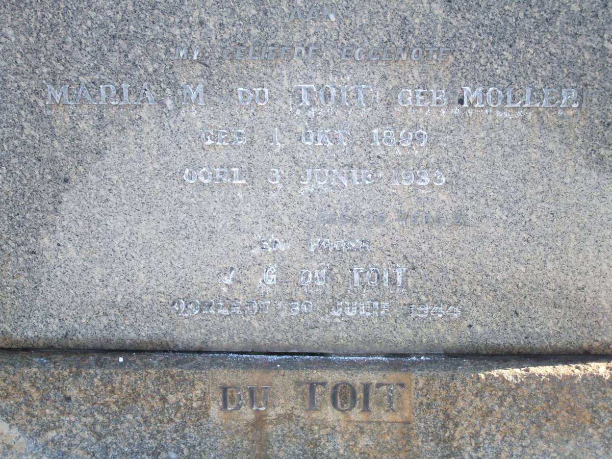 TOIT J.G., du -1944 &amp; Maria M. MOLLER 899-1933